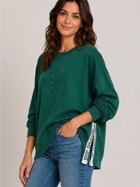 Pink Victoria’s Secret with 5th & Ocean green sweatshirt XS